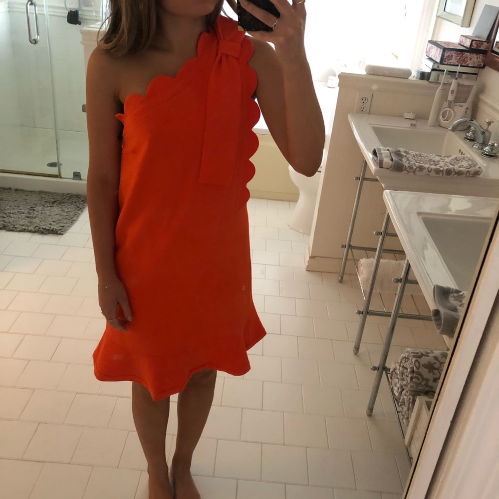 Victoria Beckham Orange One Shoulder Dress